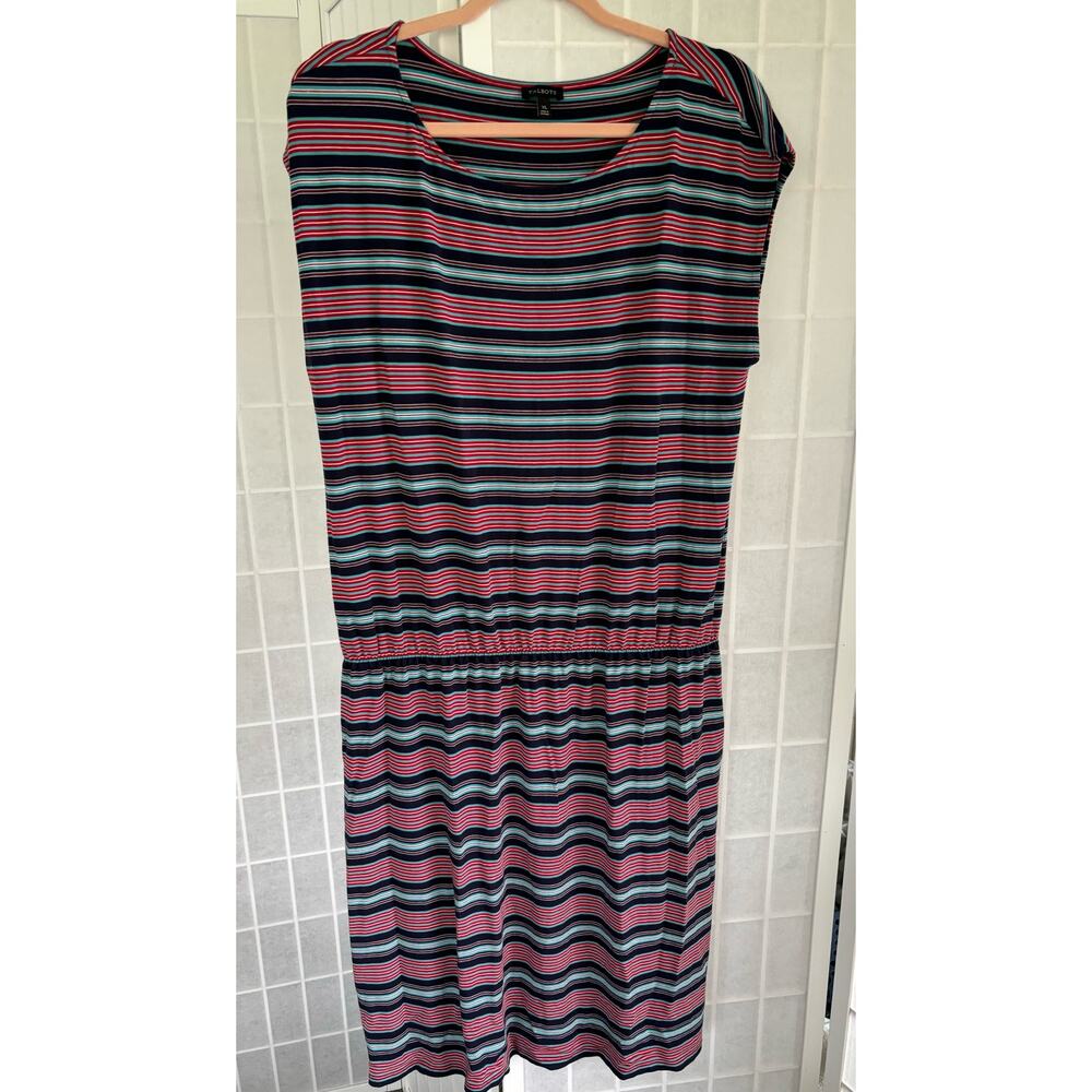 Talbots Multi Color Striped Sleeveless Pullover Dress Elastic Waist‎ Size XL